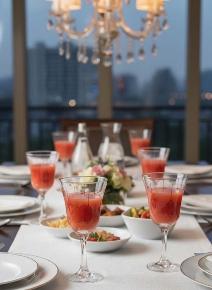 بريميم طقم أكواب زجاجية بتصميم فانوس رمضاني مكوّن من ست قطع - Image 2